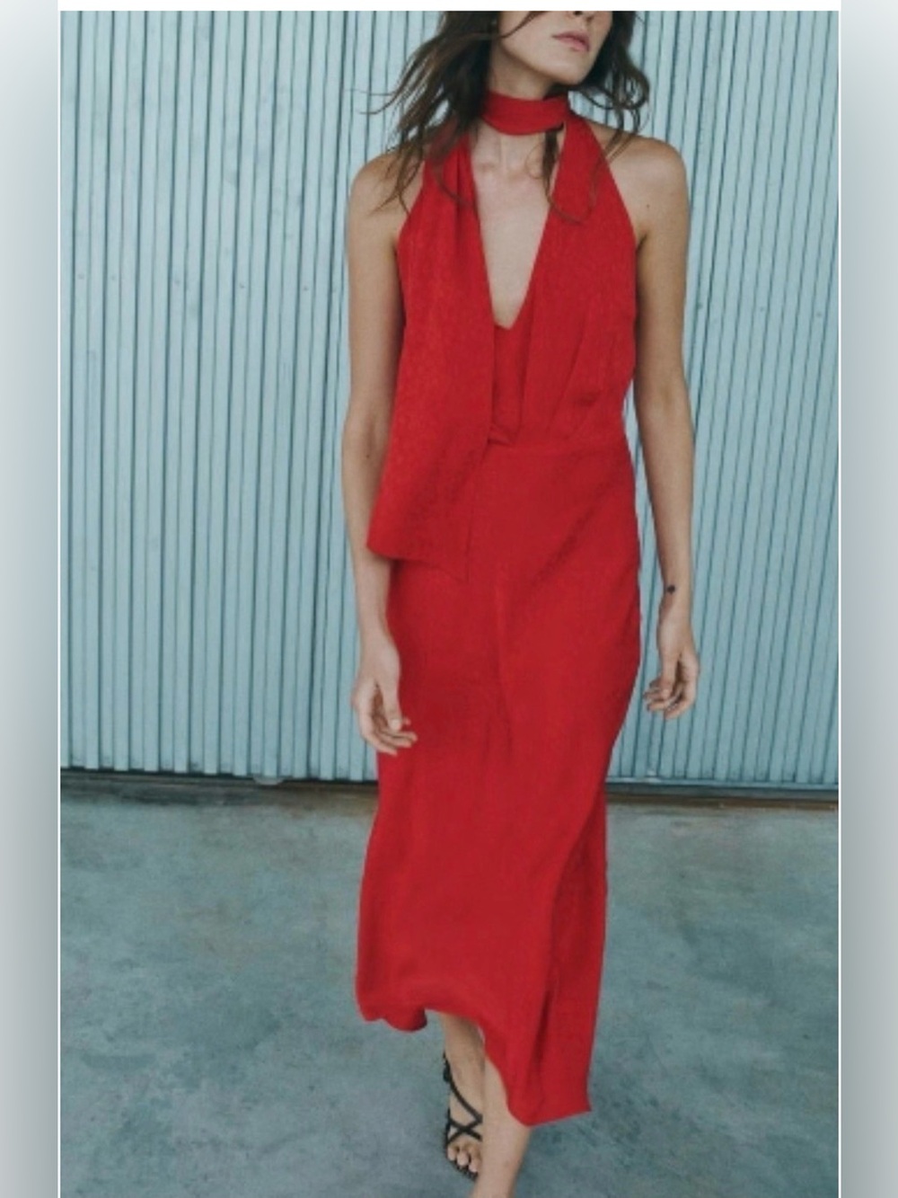 Zara Red Halter Midi Dress